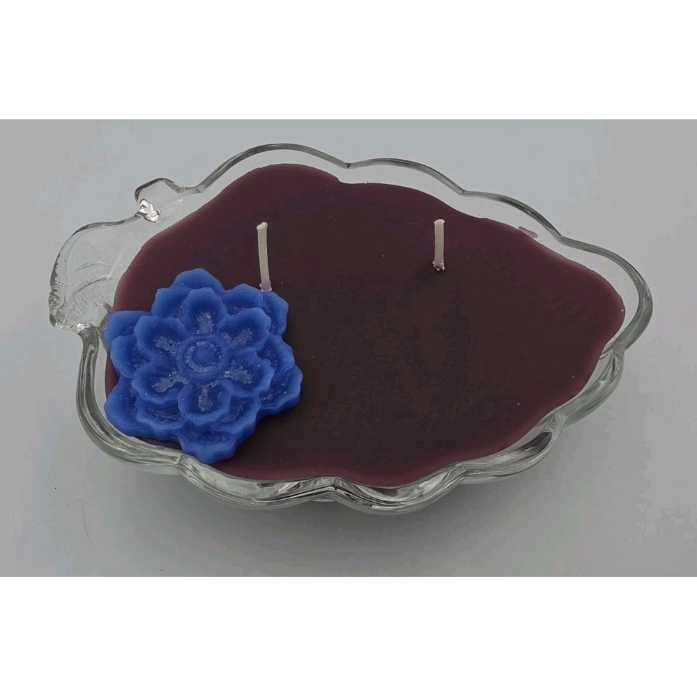 Handcrafted Grape On A Vine Candle Jasmine Scented Purple Glass Grape Bowl